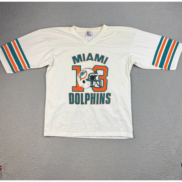 Garan Other - VTG Miami Dolphins Shirt Extra Large Dan Marino 80's USA Made Striped Sleeve